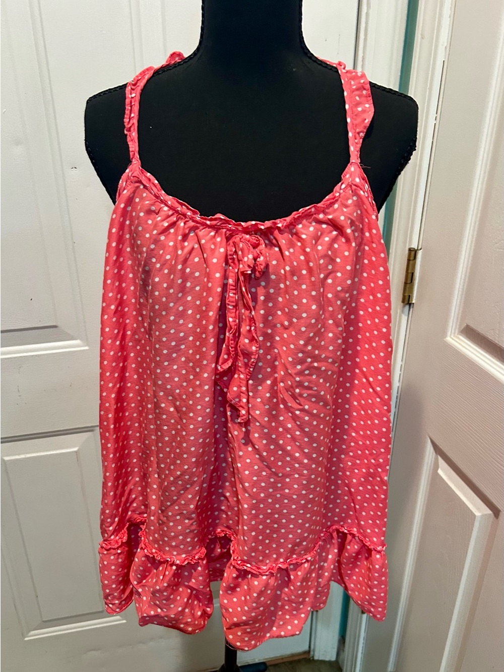 Victoria’s Secret pink polka dot babydoll flowy short pajama dress SZ L